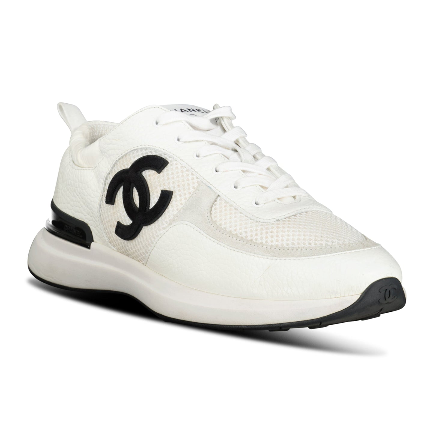 CHANEL CREAM LOGO TRAINER - UK 10 (44) - affluentarchivesUsed HIGH END DESIGNER CLOTHING