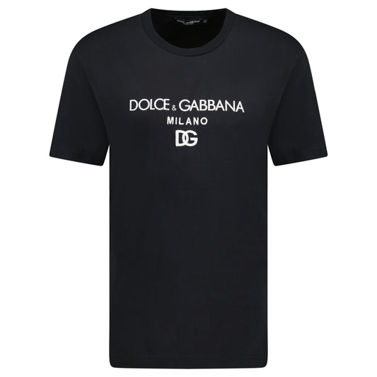 DOLCE AND GABBANA BLACK LOGO T SHIRT - 48 (M) - affluentarchivesUsed HIGH END DESIGNER CLOTHING