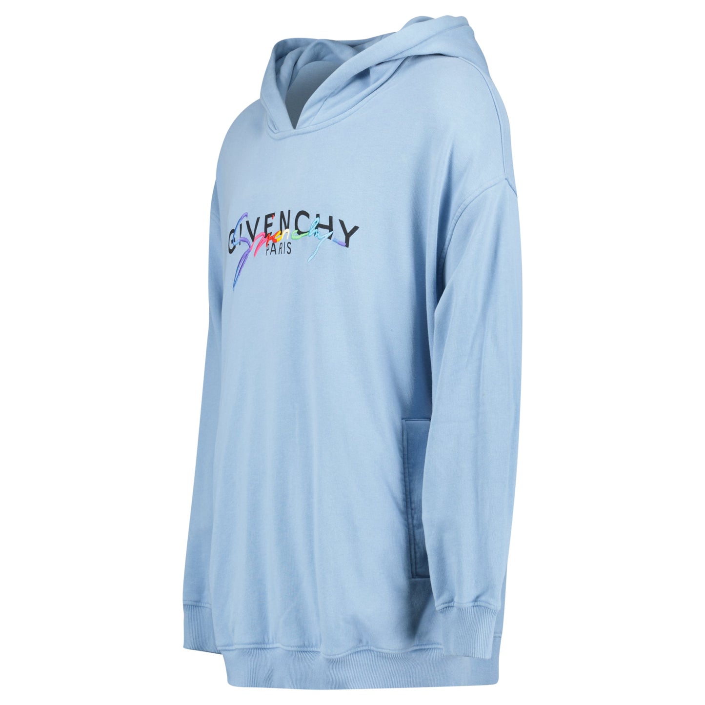 GIVENCHY LIGHT BLUE LOGO HOODIE - S (Fits XXL) - Affluent ArchivesUsed HIGH END DESIGNER CLOTHING