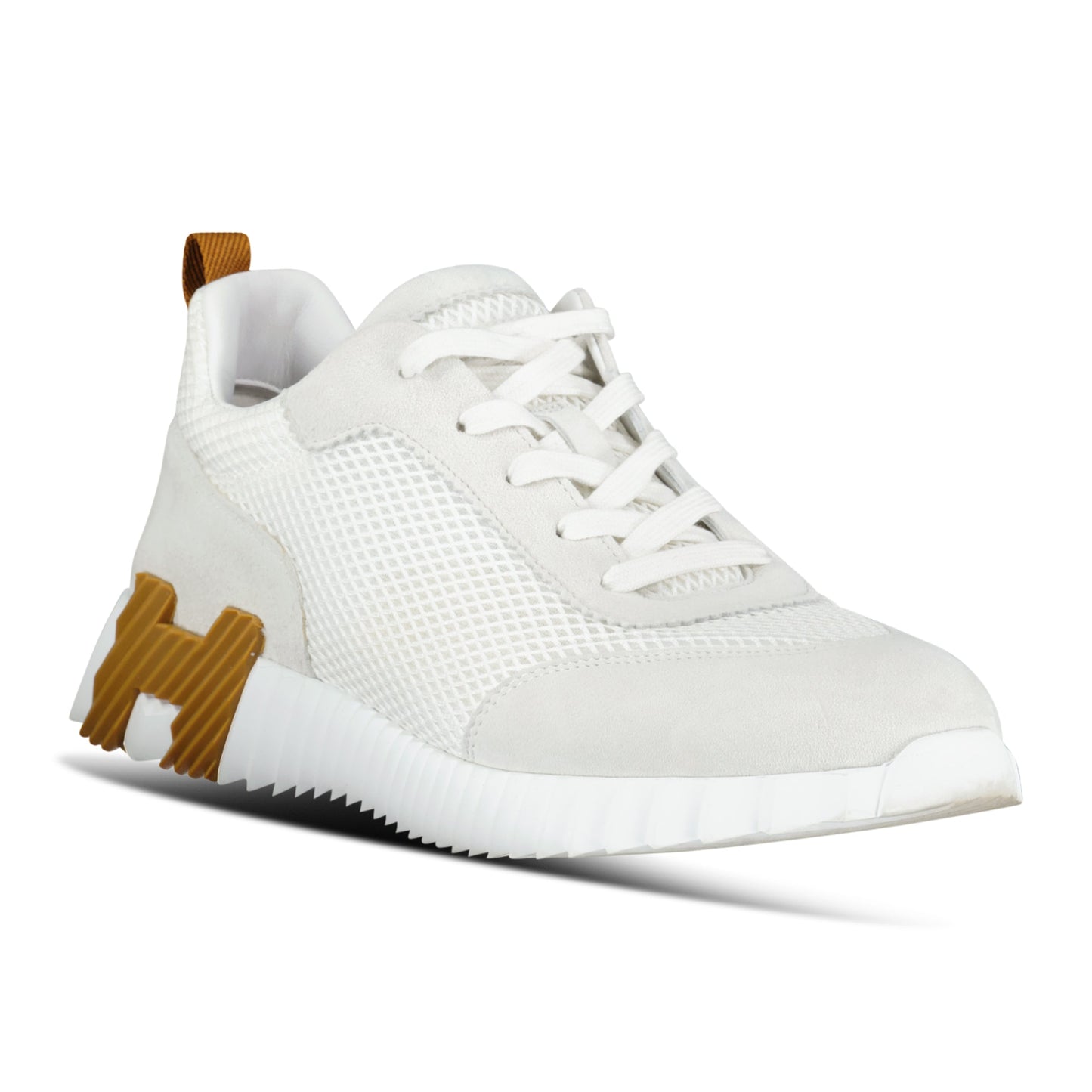 HERMES BOUNCING SNEAKER WHITE / BEIGE - UK 8 - affluentarchivesUsed HIGH END DESIGNER CLOTHING