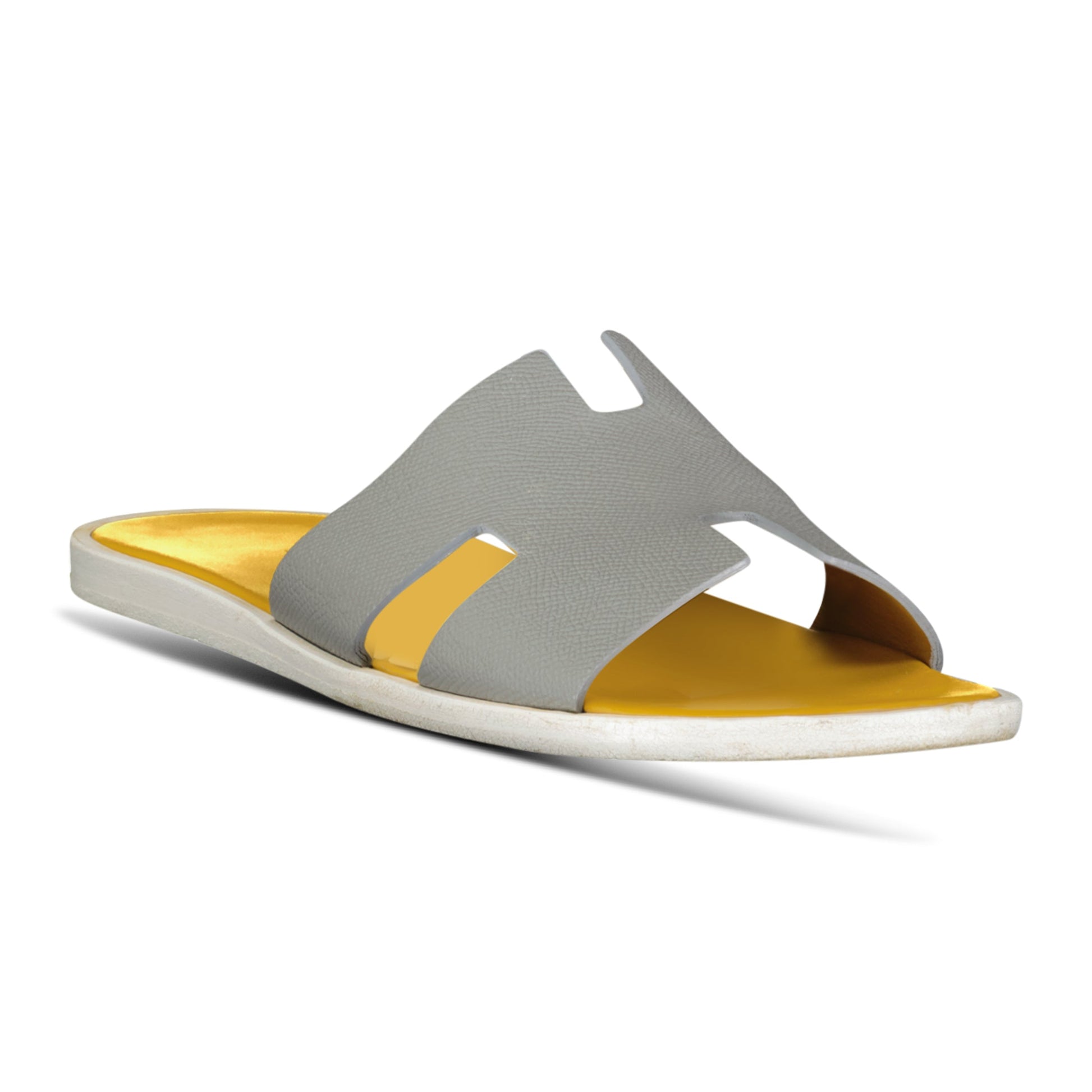 HERMES IZMIR SANDALS GREY / YELLOW - UK 8.5 (Fit 7) - Affluent ArchivesUsed HIGH END DESIGNER CLOTHING