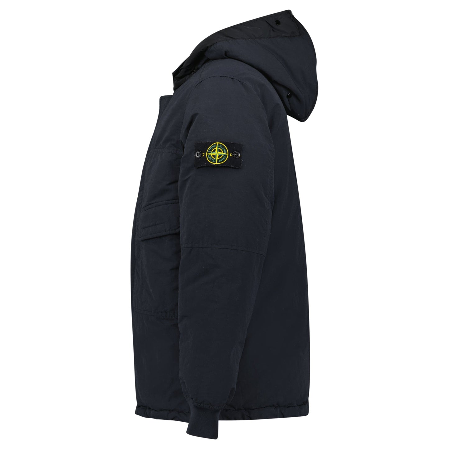 STONE ISLAND BLACK COAT - SMALL (Fits M) - Affluent ArchivesUsed HIGH END DESIGNER CLOTHING